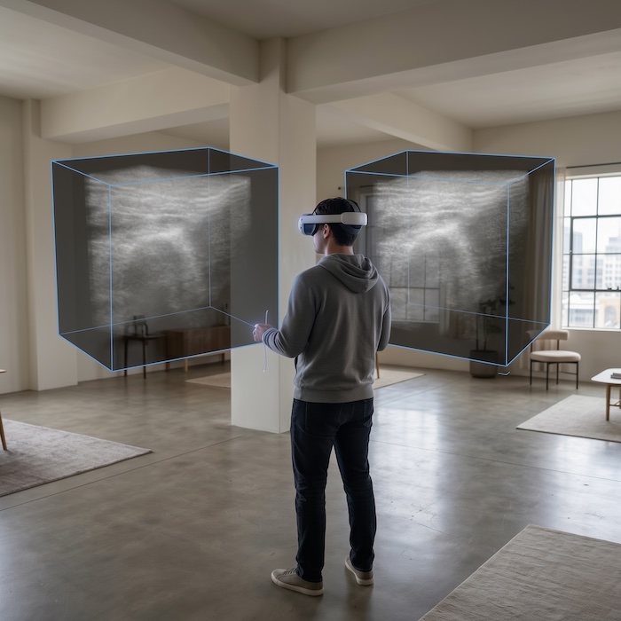 Person viewing an augmented reality body scan with Triad